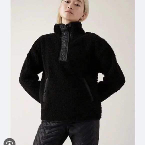 Athleta Cozy Sherpa Snap Sweatshirt Size S NWT - Picture 1 of 10